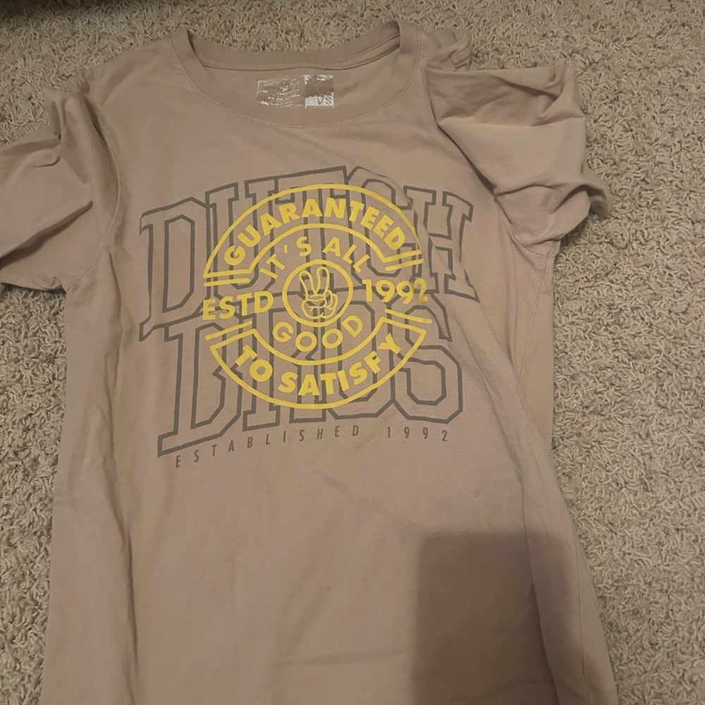 Dutch Bros Tan and Yellow Graphic T-Shirt